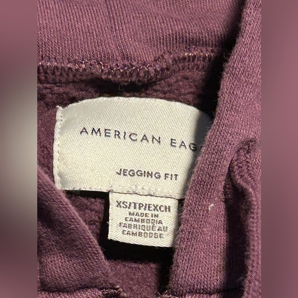 American Eagle Oversized full Zip Hoodie women’s XS jegging fit burgundy purple - Picture 8 of 14